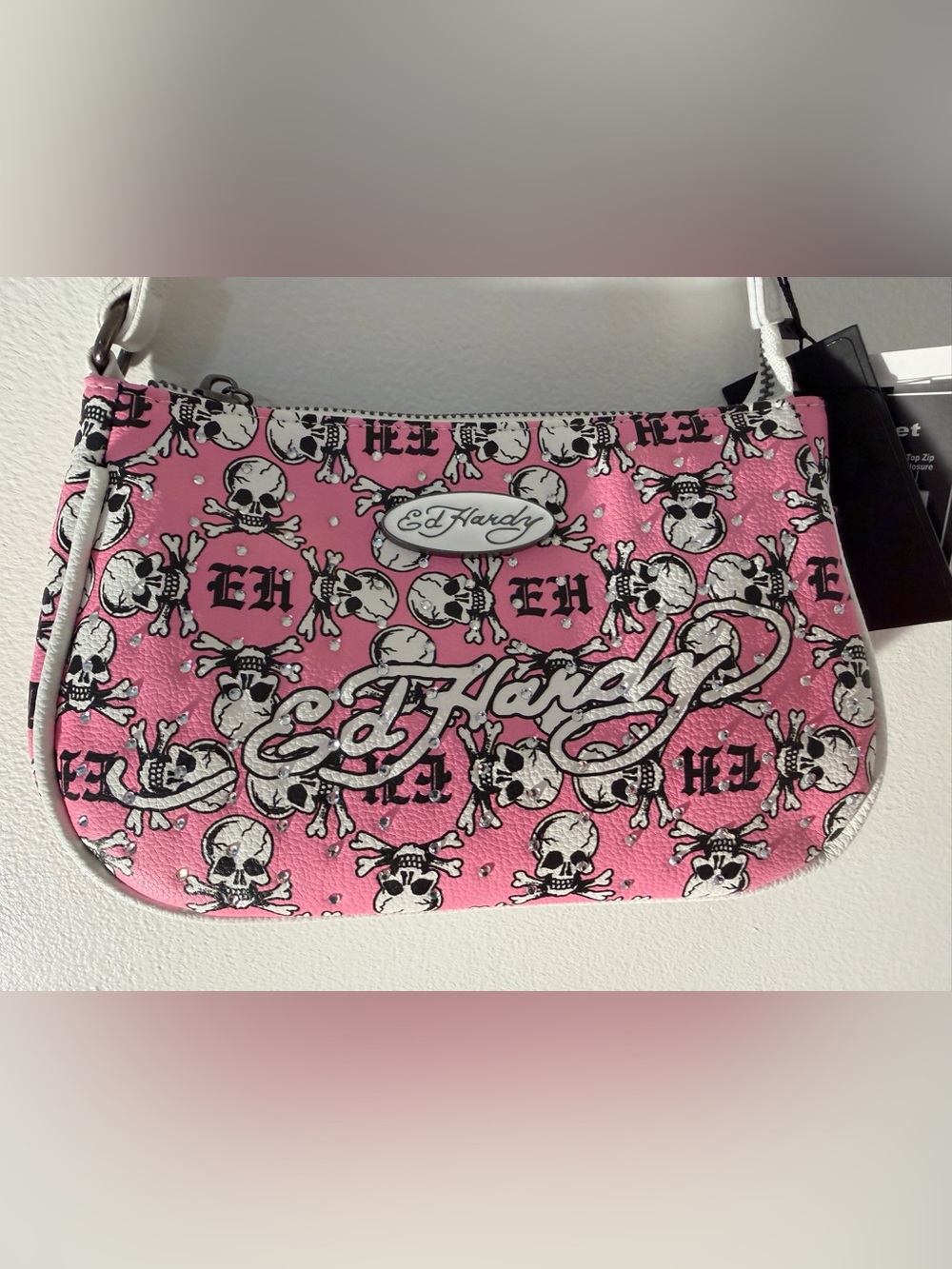 Ed Hardy Pink Skull Print Wristlet